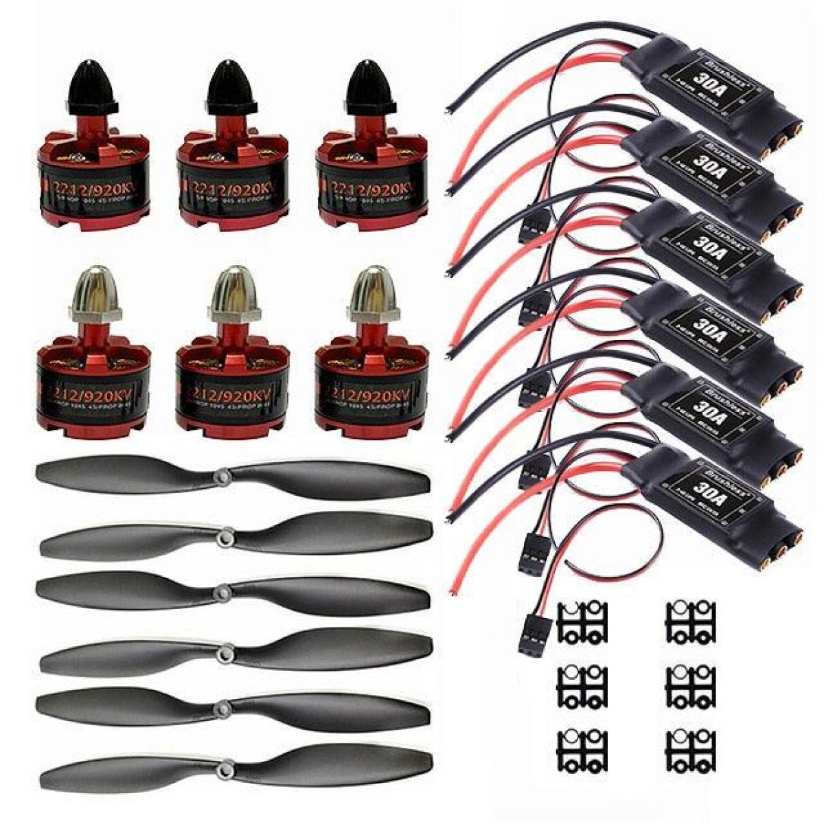 Бесщёточный мотор 2212 920KV CW/CCW и ESC 30A с разъёмом 3,5мм для квадрокоптера F450/F550 Бесщёточный мотор 2212 920KV CW/CCW и ESC 30A с разъёмом 3,5мм для квадрокоптера F450/F550