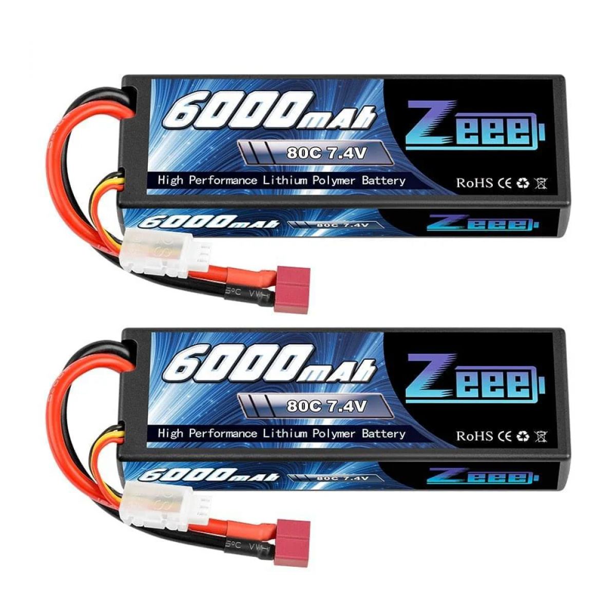 Аккумулятор Zeee 2S 6000mAh 80C 7.4V с разъемом Deans, жесткий кейс для RC моделей и FPV дронов Аккумулятор Zeee 2S 6000mAh 80C 7.4V с разъемом Deans, жесткий кейс для RC моделей и FPV дронов