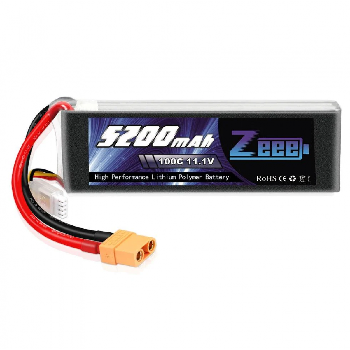 Zeee 5200mAh 100C 11.1V 3S LiPo аккумулятор с XT90, графеновый для RC авто, дрона, самолёта Zeee 5200mAh 100C 11.1V 3S LiPo аккумулятор с XT90, графеновый для RC авто, дрона, самолёта