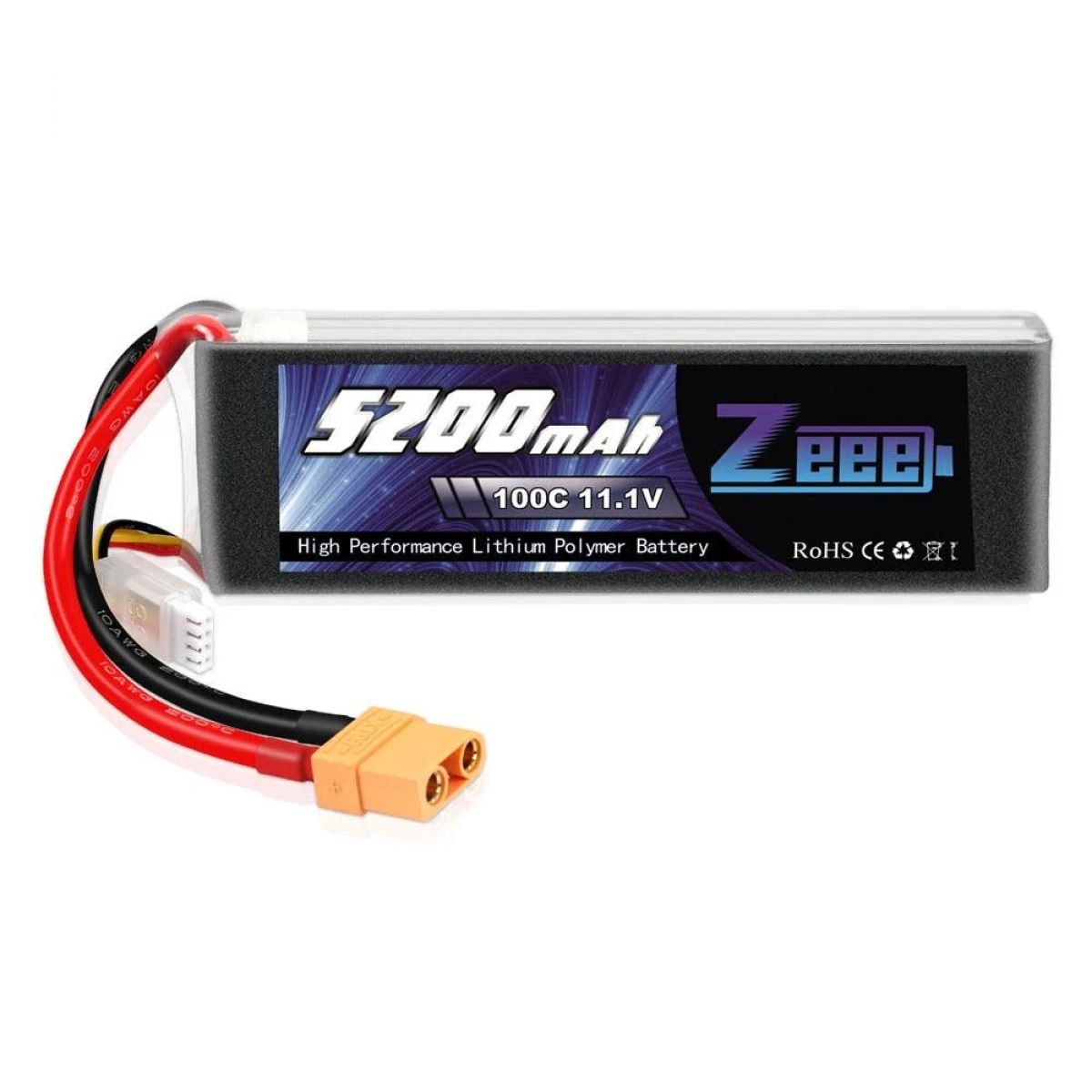 Zeee 5200mAh 100C 11.1V 3S LiPo аккумулятор с XT90, графеновый для RC авто, дрона, самолёта Zeee 5200mAh 100C 11.1V 3S LiPo аккумулятор с XT90, графеновый для RC авто, дрона, самолёта