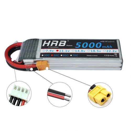 Аккумулятор HRB LiPo 4S 14.8V XT60 1500-22000mAh для FPV дрона, самолёта, авто, игрушек