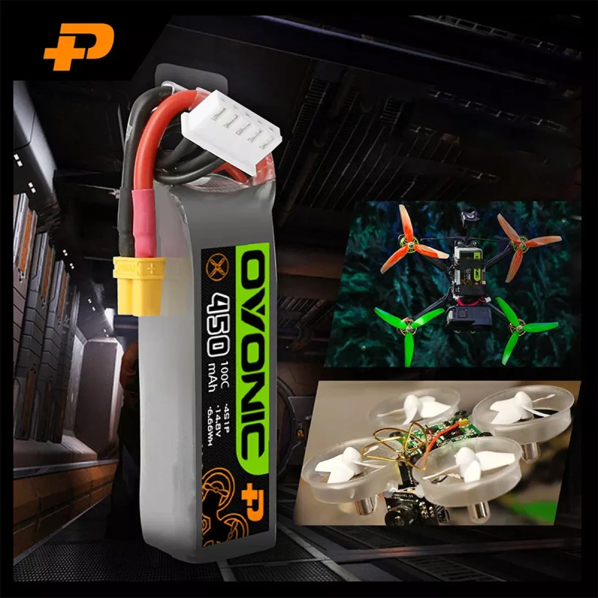 Аккумулятор Ovonic 14.8V 4S 450mAh 100C LIPO для дрона с разъёмом XT30 Аккумулятор Ovonic 14.8V 4S 450mAh 100C LIPO для дрона с разъёмом XT30