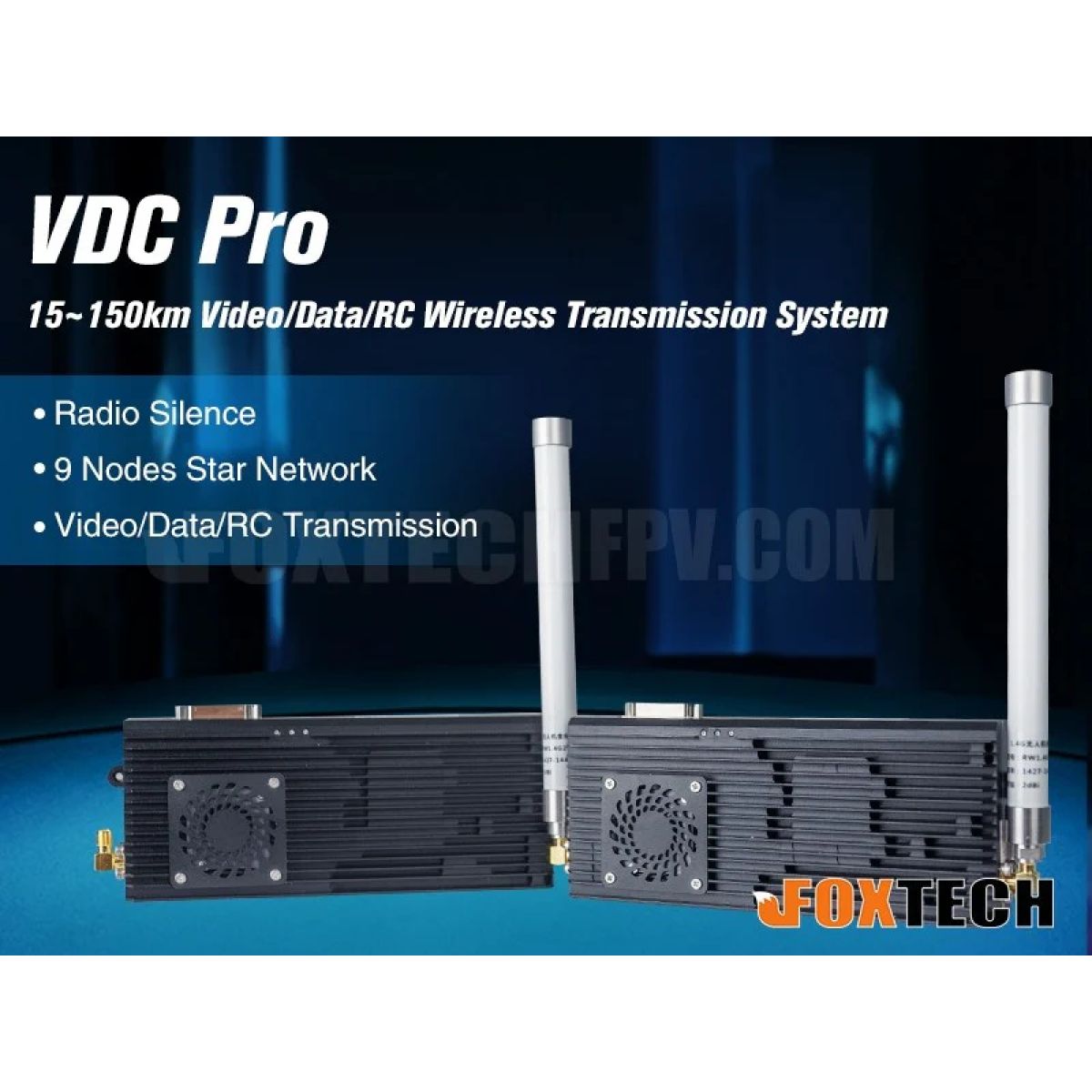 Foxtech VDC Pro OFDM 15–150 км, 800 МГц/1.4 ГГц/1.5 ГГц, беспроводная система передачи видео/данных/RC Foxtech VDC Pro OFDM 15–150 км, 800 МГц/1.4 ГГц/1.5 ГГц, беспроводная система передачи видео/данных/RC