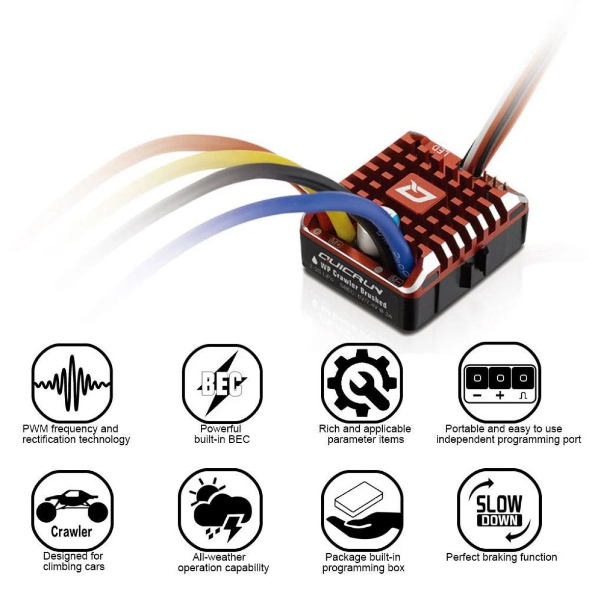 Hobbywing QuicRun 1080 Водонепроницаемый Brushed 80A ESC + Программная карта для RC машин и игрушек Hobbywing QuicRun 1080 Водонепроницаемый Brushed 80A ESC + Программная карта для RC машин и игрушек