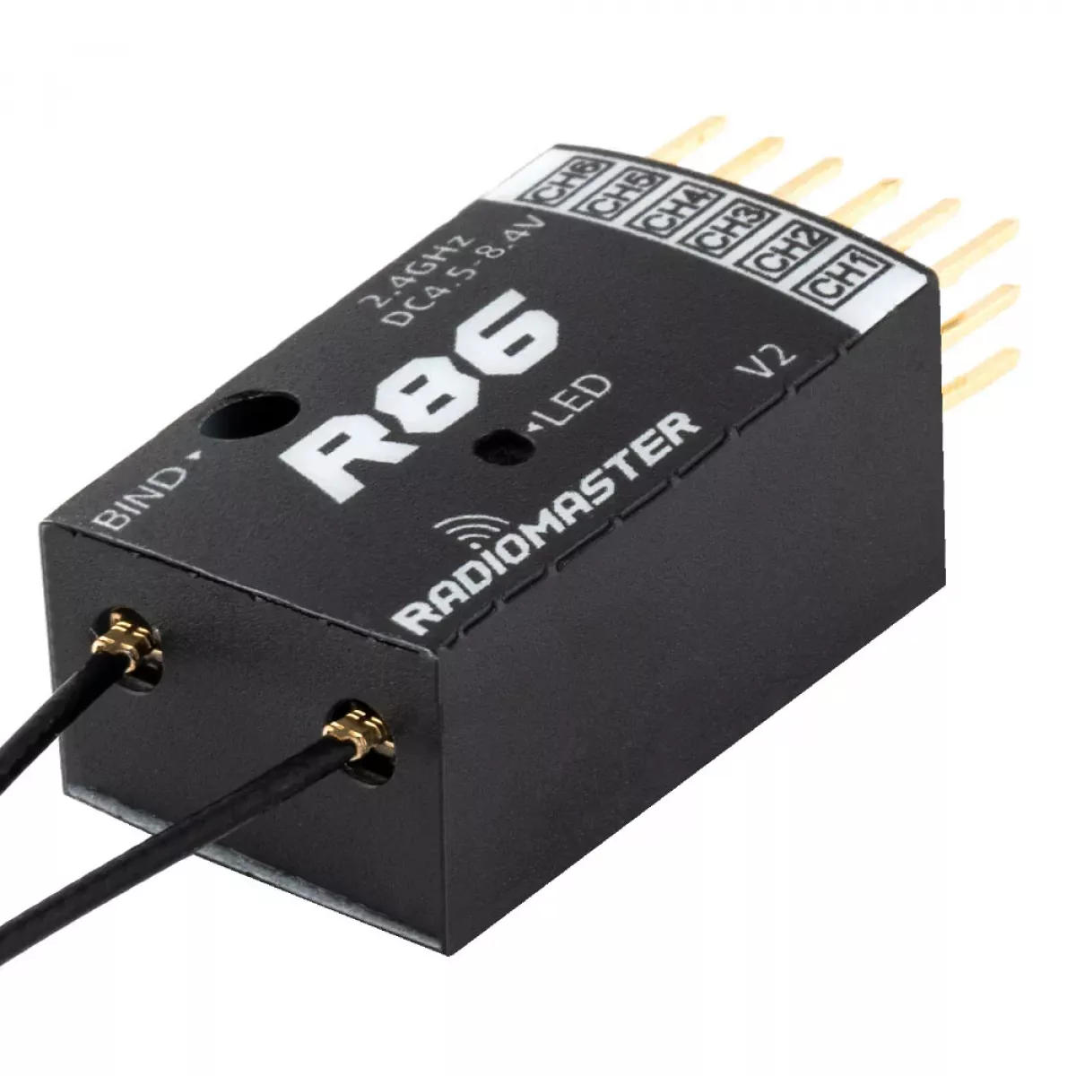 Радиоприёмник RadioMaster R86 V2 2.4ГГц 6-канальный PWM, совместим с D8, D16, SFHSS Радиоприёмник RadioMaster R86 V2 2.4ГГц 6-канальный PWM, совместим с D8, D16, SFHSS