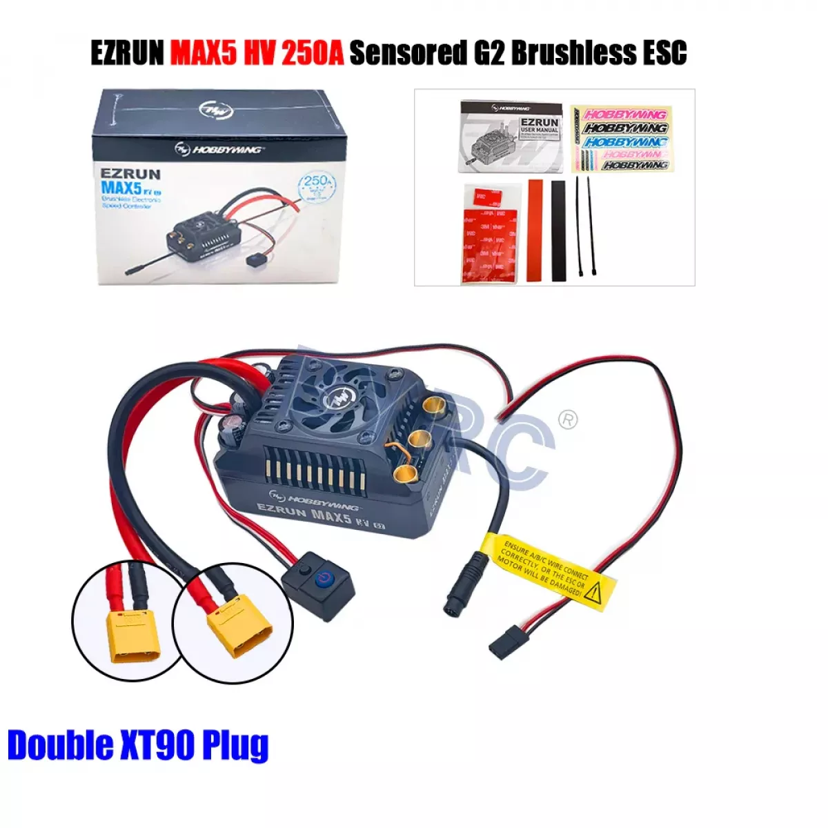 Бесколлекторный регулятор Hobbywing EZRUN MAX5 HV G2 ESC 250A 6-12S для 1/5 RC багги и траков Бесколлекторный регулятор Hobbywing EZRUN MAX5 HV G2 ESC 250A 6-12S для 1/5 RC багги и траков