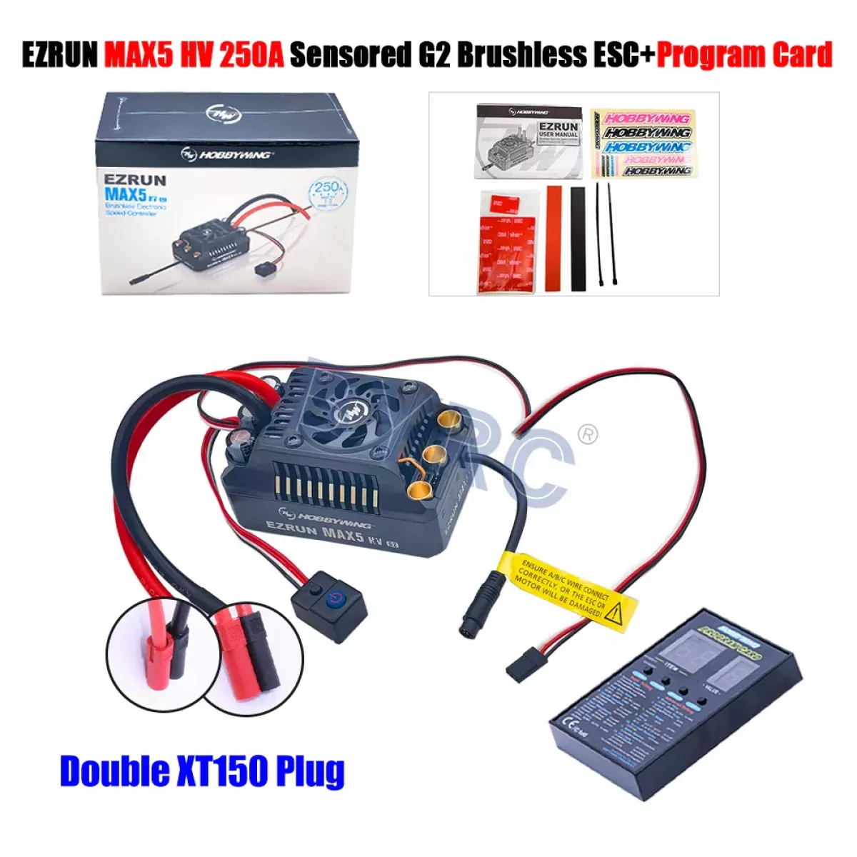 Бесколлекторный регулятор Hobbywing EZRUN MAX5 HV G2 ESC 250A 6-12S для 1/5 RC багги и траков Бесколлекторный регулятор Hobbywing EZRUN MAX5 HV G2 ESC 250A 6-12S для 1/5 RC багги и траков