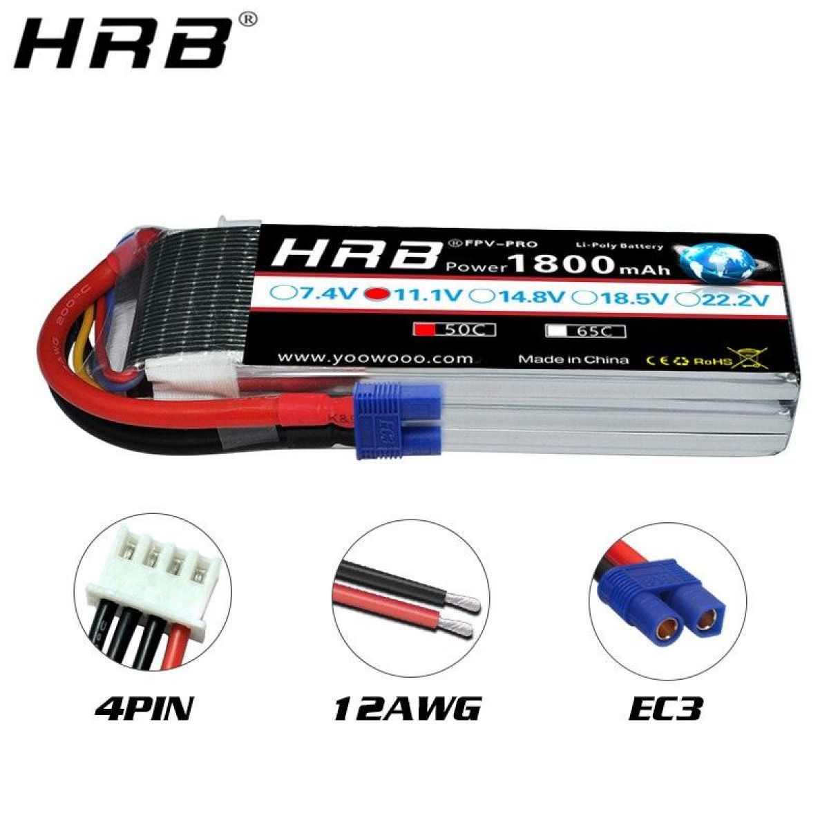 HRB Lipo аккумулятор 2S 3S 4S 5S 6S 1300-2600mAh EC3 7.4-22.2V для самолётов и дронов RC HRB Lipo аккумулятор 2S 3S 4S 5S 6S 1300-2600mAh EC3 7.4-22.2V для самолётов и дронов RC