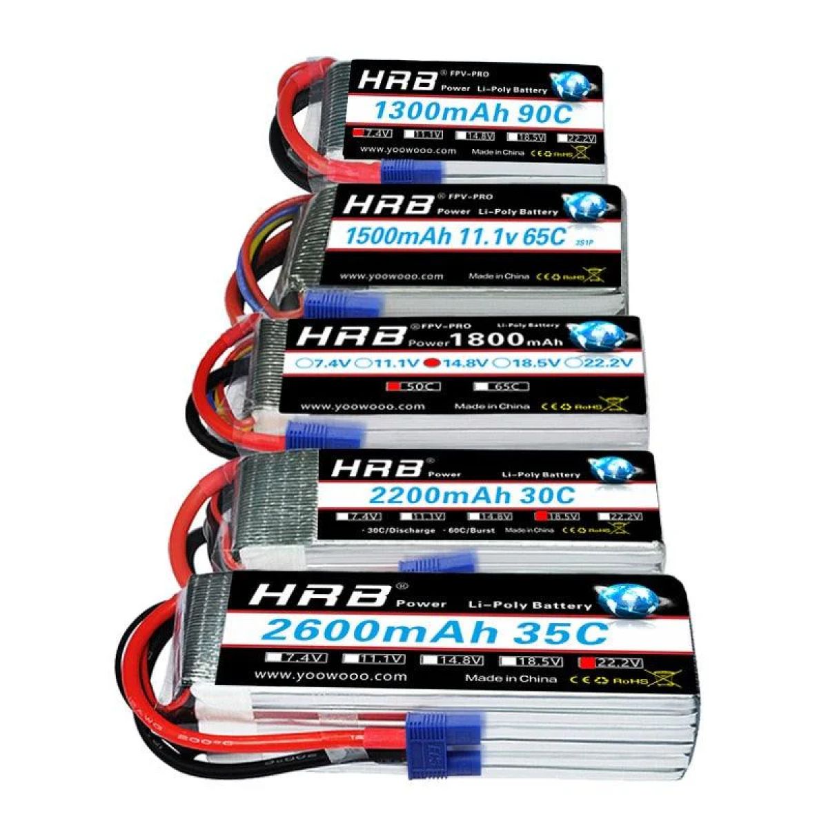 HRB Lipo аккумулятор 2S 3S 4S 5S 6S 1300-2600mAh EC3 7.4-22.2V для самолётов и дронов RC HRB Lipo аккумулятор 2S 3S 4S 5S 6S 1300-2600mAh EC3 7.4-22.2V для самолётов и дронов RC