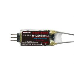 Приёмник RadioLink R12DSM 2.4GHz 12CH SBUS/PPM с DSSS&FHSS и встроенной телеметрией