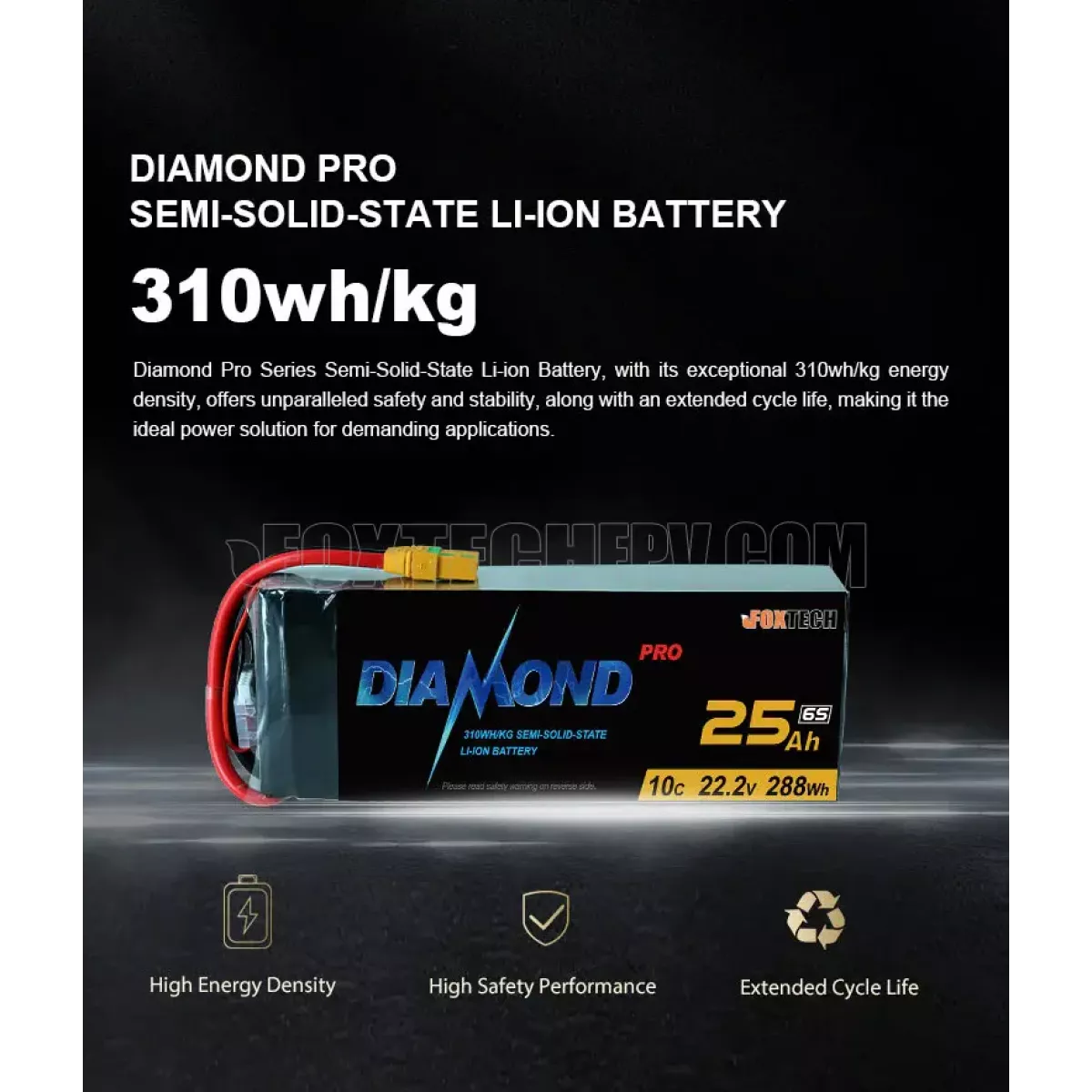 Diamond Pro 6S 22.2В 10C 310Втч/кг 22000–33000мАч полутвёрдый Li-ion аккумулятор для БПЛА Diamond Pro 6S 22.2В 10C 310Втч/кг 22000–33000мАч полутвёрдый Li-ion аккумулятор для БПЛА