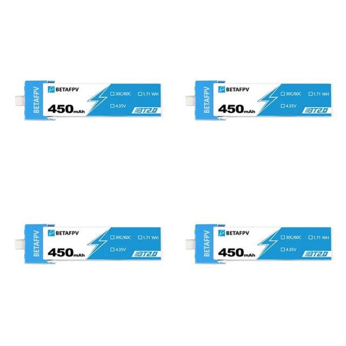 BETAFPV BT2.0 1S 450mAh 300mAh аккумулятор LiPo 4.35V 30C для гоночных FPV дронов, оригинал BETAFPV BT2.0 1S 450mAh 300mAh аккумулятор LiPo 4.35V 30C для гоночных FPV дронов, оригинал