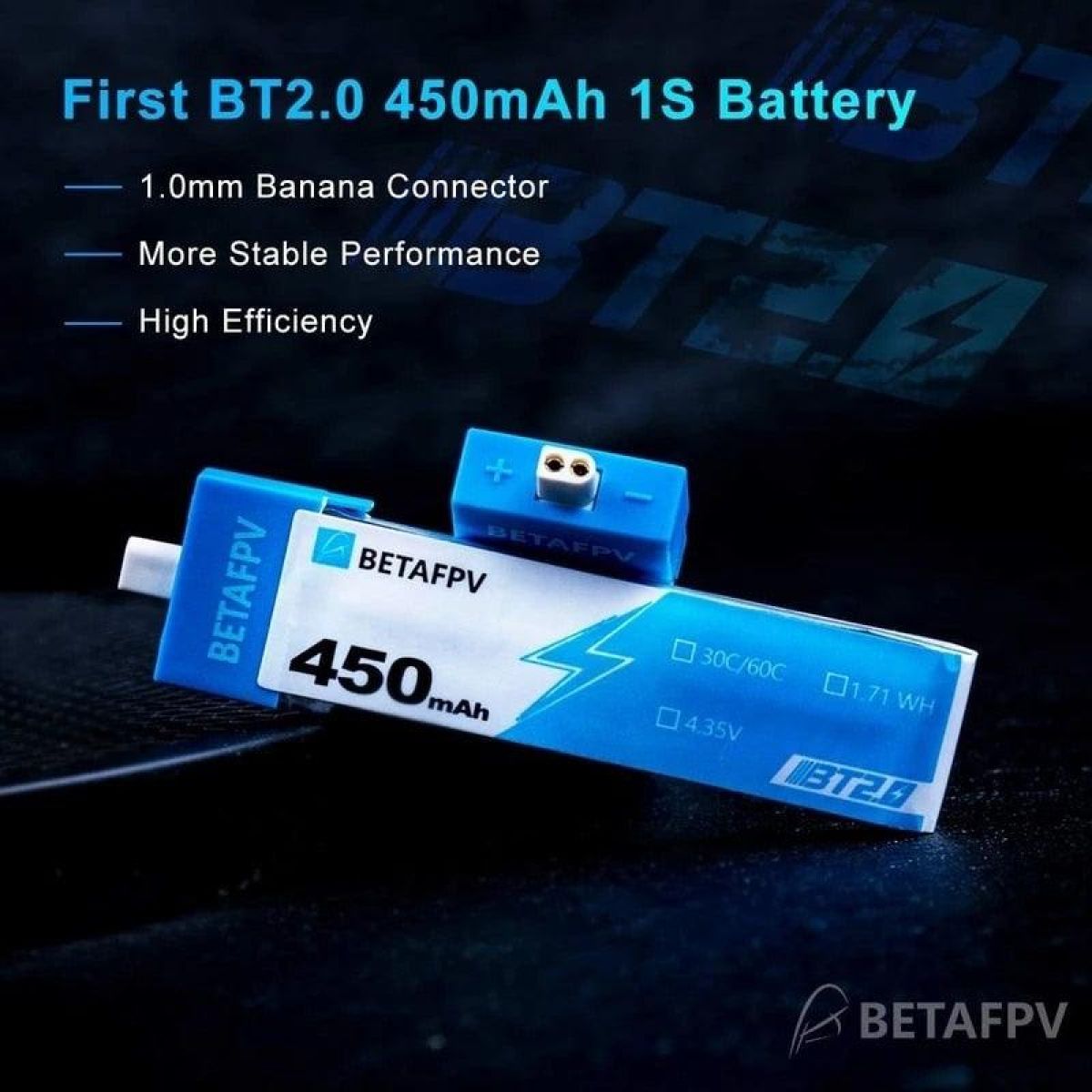 BETAFPV BT2.0 1S 450mAh 300mAh аккумулятор LiPo 4.35V 30C для гоночных FPV дронов, оригинал BETAFPV BT2.0 1S 450mAh 300mAh аккумулятор LiPo 4.35V 30C для гоночных FPV дронов, оригинал