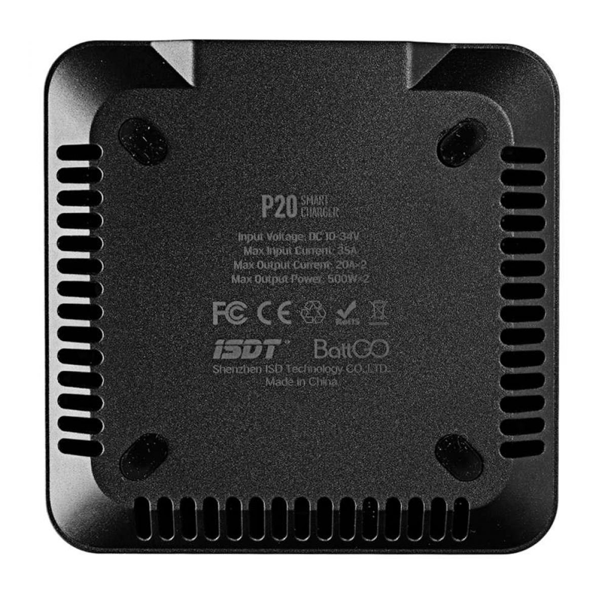 ISDT P20 зарядное устройство 500Вт x2 20А x2, двухканальное для LiIon, LiPo, LiHV, NiMH, Pb ISDT P20 зарядное устройство 500Вт x2 20А x2, двухканальное для LiIon, LiPo, LiHV, NiMH, Pb