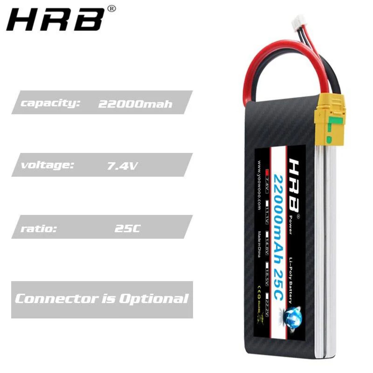 HRB Lipo 2S аккумулятор 22000mAh 7.4V 25C XT60 T EC2 EC3 EC5 XT90 XT30 для RC авто, лодки, дрона HRB Lipo 2S аккумулятор 22000mAh 7.4V 25C XT60 T EC2 EC3 EC5 XT90 XT30 для RC авто, лодки, дрона