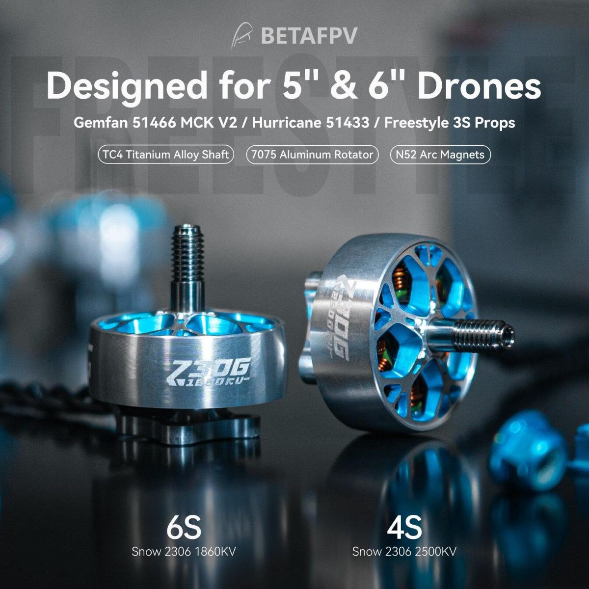 Бесколлекторные моторы BETAFPV Snow 2306 1860KV/2500KV для дронов Бесколлекторные моторы BETAFPV Snow 2306 1860KV/2500KV для дронов