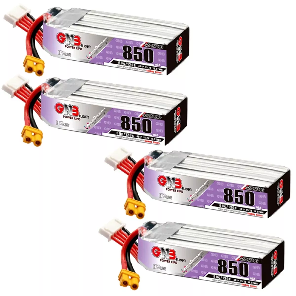 GAONENG GNB LiPo аккумулятор 4S HV 15.2В 850мАч 60C/120C с разъёмом XT30U-F GAONENG GNB LiPo аккумулятор 4S HV 15.2В 850мАч 60C/120C с разъёмом XT30U-F