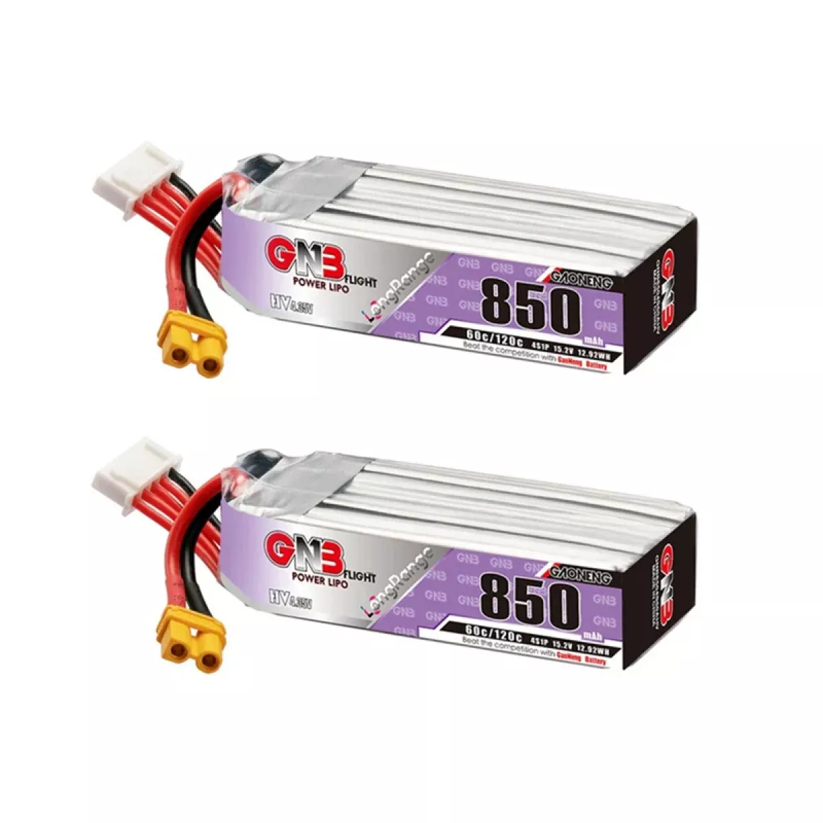 GAONENG GNB LiPo аккумулятор 4S HV 15.2В 850мАч 60C/120C с разъёмом XT30U-F GAONENG GNB LiPo аккумулятор 4S HV 15.2В 850мАч 60C/120C с разъёмом XT30U-F