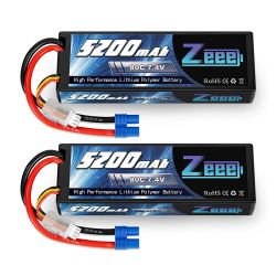 2 шт. Zeee 7.4V 5200mAh 80C 2S LiPo аккумулятор Hard Case с EC3 для RC авто, вертолёта, дрона, FPV