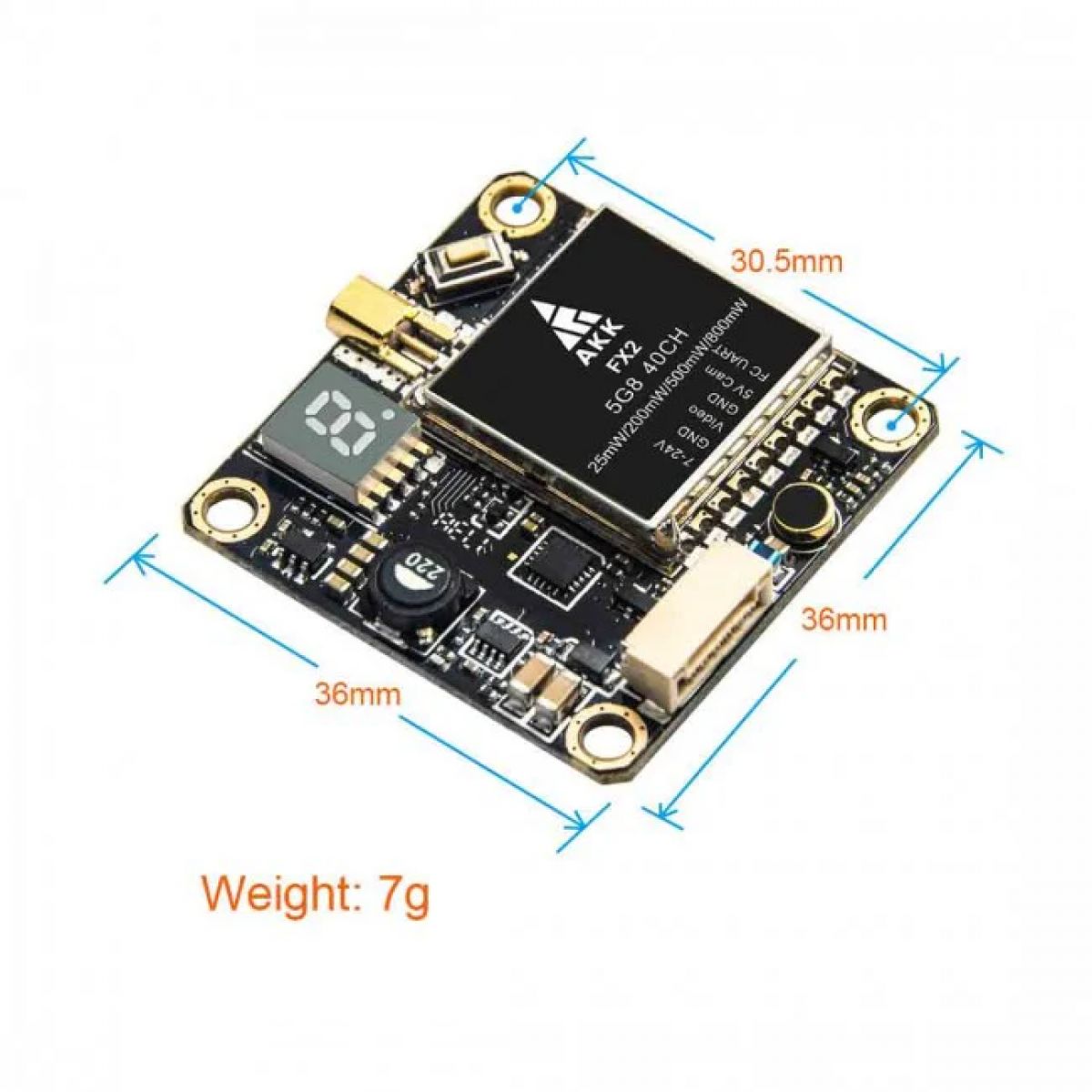 AKK FX2 VTX - 5.8ГГц 40Каналов 25/200/500/800мВт регулируемый FPV видеопередатчик с OSD Betaflight AKK FX2 VTX - 5.8ГГц 40Каналов 25/200/500/800мВт регулируемый FPV видеопередатчик с OSD Betaflight