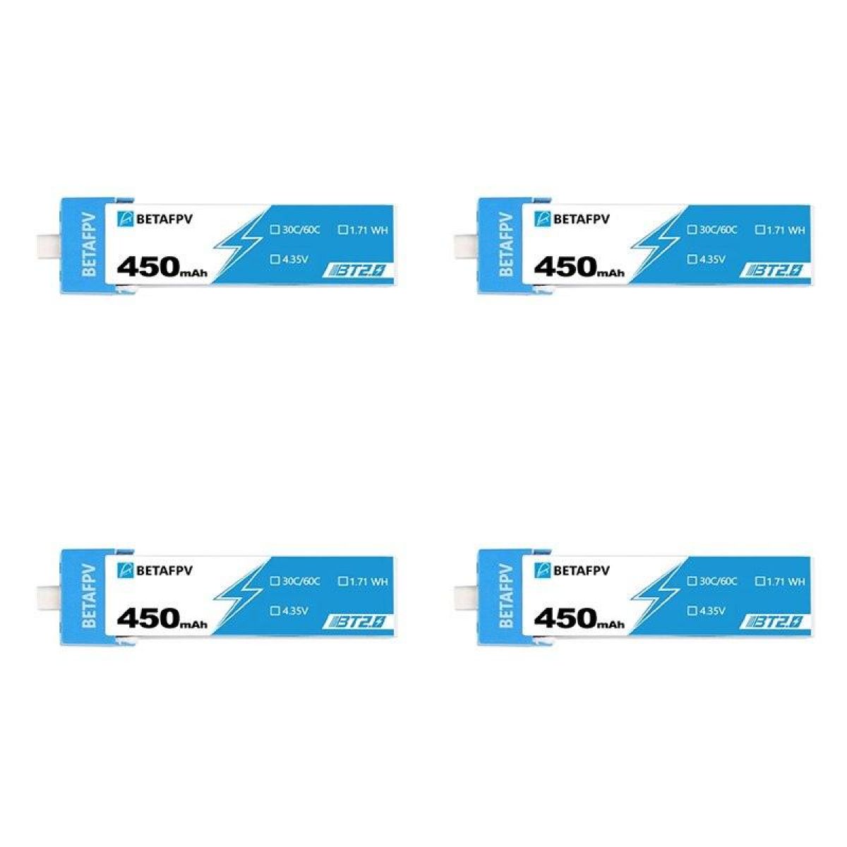 8 шт. аккумуляторов BETAFPV BT2.0 300/450mAh 1S 4.35V 30C для FPV-дрона, коннектор BT2.0 8 шт. аккумуляторов BETAFPV BT2.0 300/450mAh 1S 4.35V 30C для FPV-дрона, коннектор BT2.0