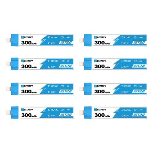 8 шт. аккумуляторов BETAFPV BT2.0 300/450mAh 1S 4.35V 30C для FPV-дрона, коннектор BT2.0