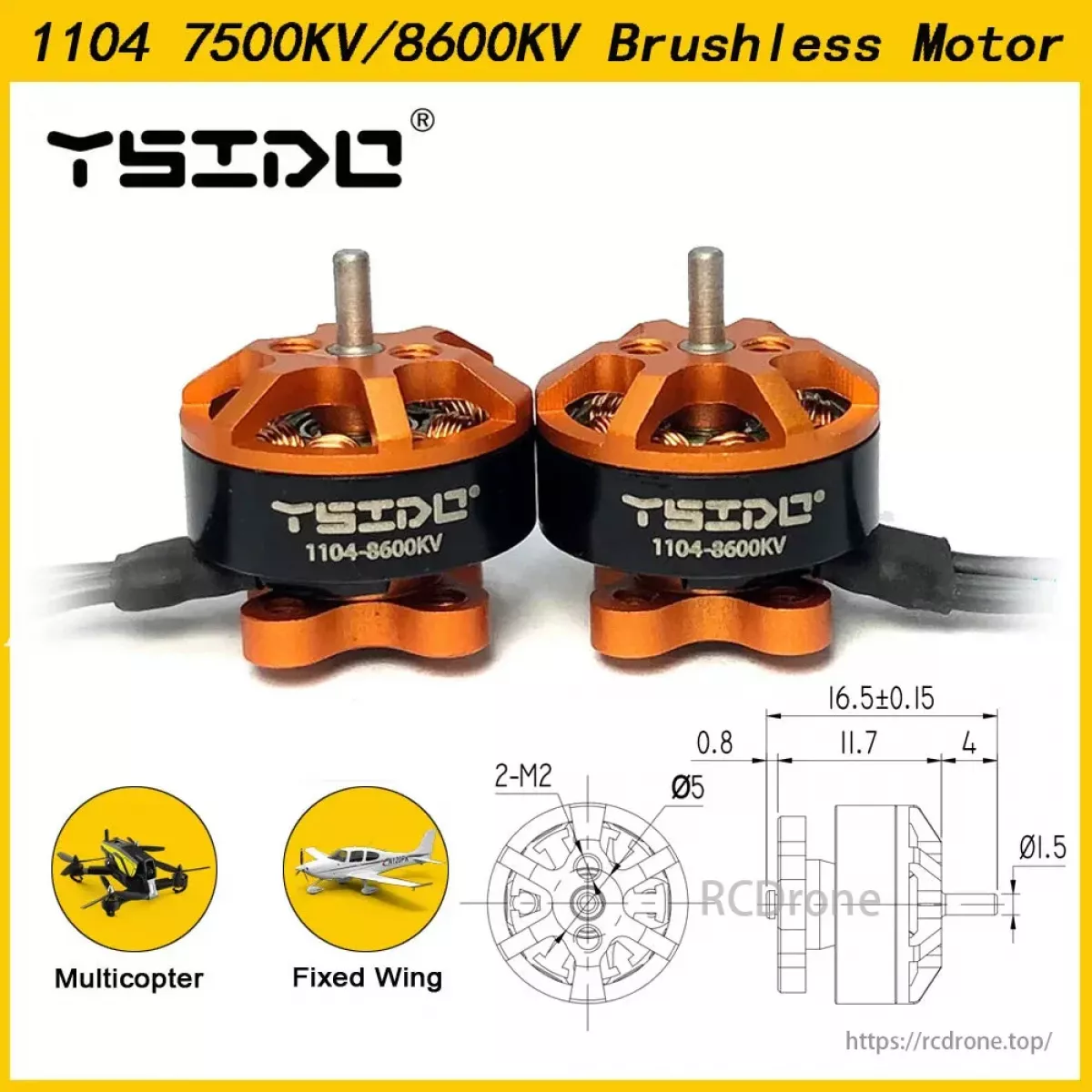 Бесколлекторный мотор YSIDO 1104 7500KV/8600KV 1S/2S для FPV дронов 2.0–3.0" 90–110мм Бесколлекторный мотор YSIDO 1104 7500KV/8600KV 1S/2S для FPV дронов 2.0–3.0" 90–110мм
