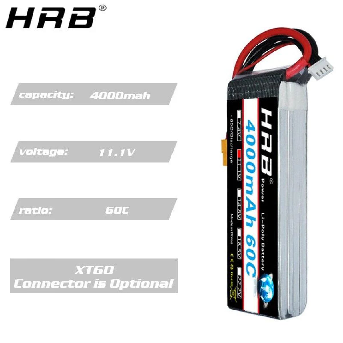 Аккумулятор LiPo HRB 2S/3S 7.4V/11.1V 1300–2600mAh 50C–100C XT60/T для FPV, RC самолетов и авто, 2шт Аккумулятор LiPo HRB 2S/3S 7.4V/11.1V 1300–2600mAh 50C–100C XT60/T для FPV, RC самолетов и авто, 2шт