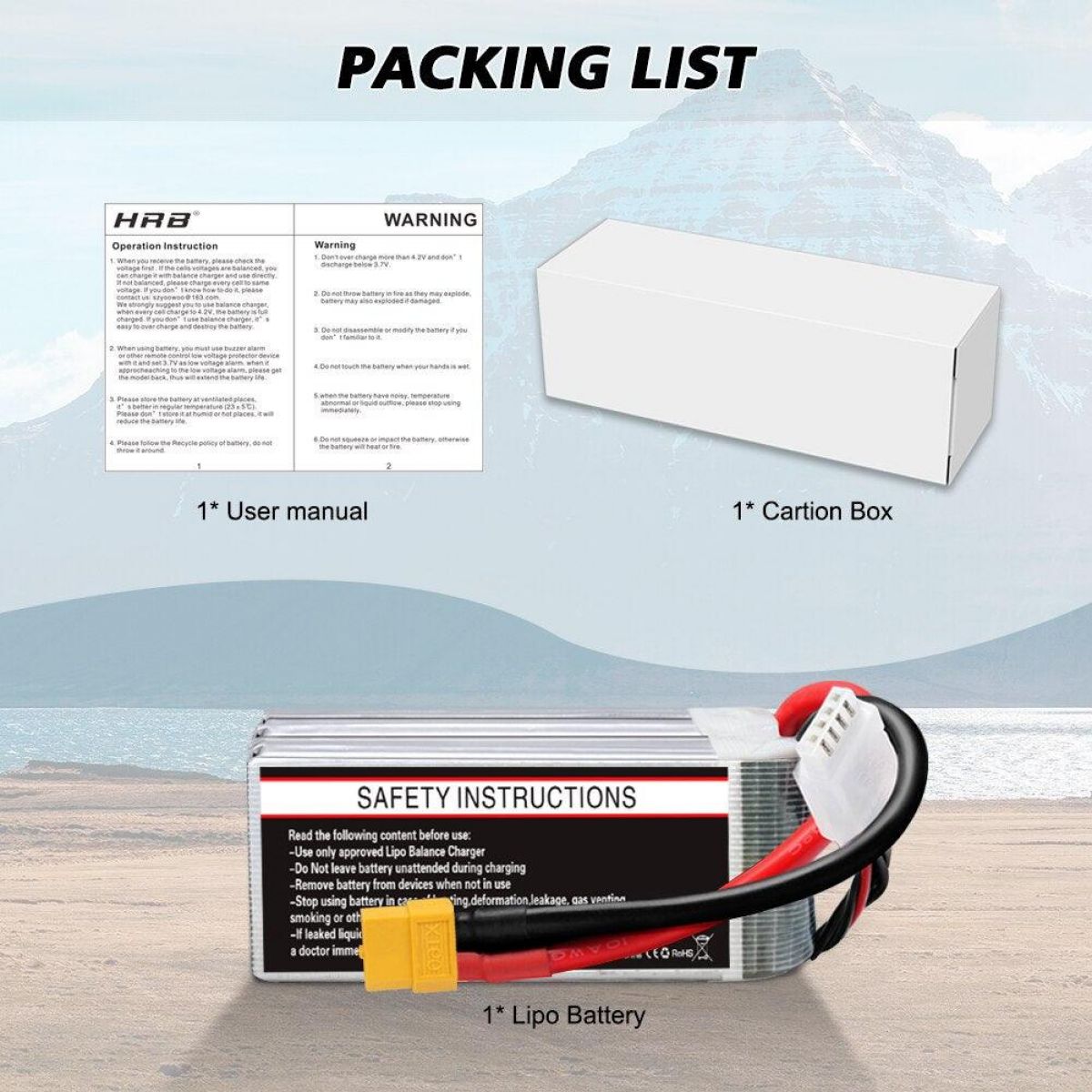 Аккумулятор LiPo HRB 2S/3S 7.4V/11.1V 1300–2600mAh 50C–100C XT60/T для FPV, RC самолетов и авто, 2шт Аккумулятор LiPo HRB 2S/3S 7.4V/11.1V 1300–2600mAh 50C–100C XT60/T для FPV, RC самолетов и авто, 2шт