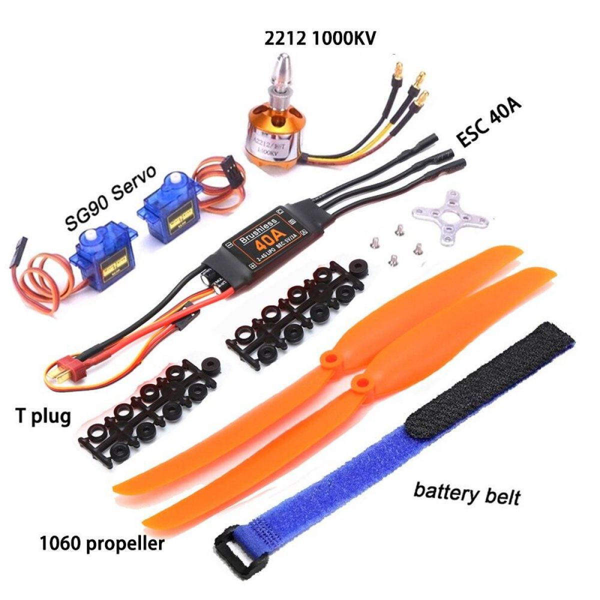 Бесколлекторный мотор A2212 1000KV/1400KV/2200KV, ESC 40A, пропеллер, SG90 9G серво для RC самолёта Бесколлекторный мотор A2212 1000KV/1400KV/2200KV, ESC 40A, пропеллер, SG90 9G серво для RC самолёта