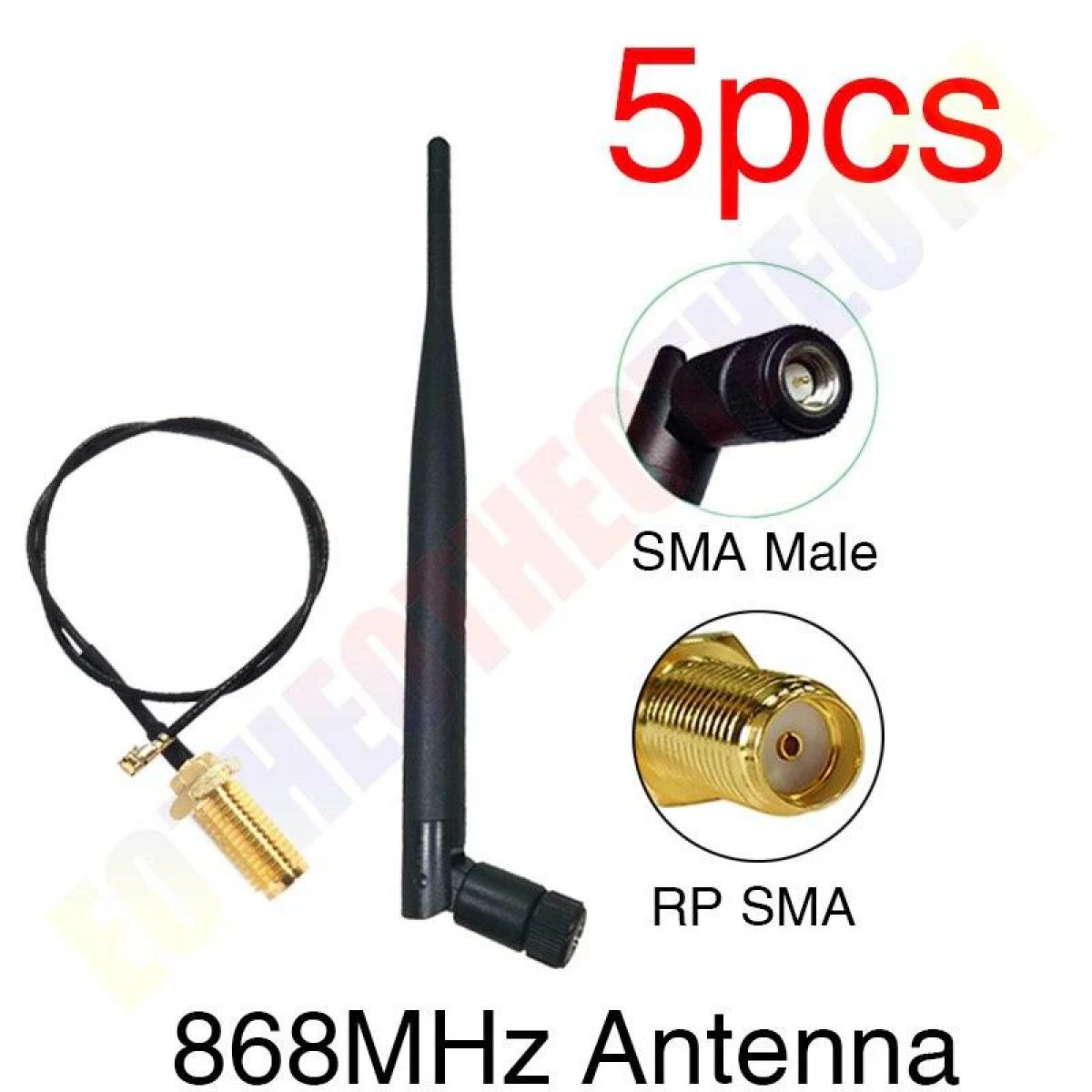 Антенна SMA 5 шт. 5dBi, 868/915 МГц LoRaWAN, GSM 21 см, разъем IPEX, 1 кабель Антенна SMA 5 шт. 5dBi, 868/915 МГц LoRaWAN, GSM 21 см, разъем IPEX, 1 кабель