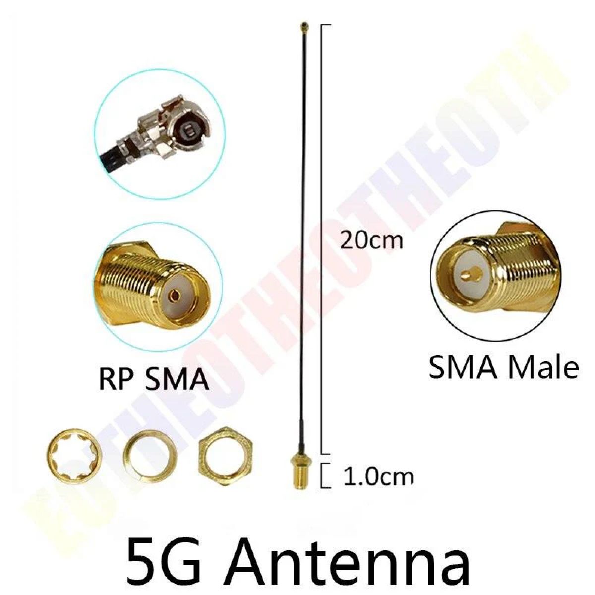 Антенна SMA 5 шт. 5dBi, 868/915 МГц LoRaWAN, GSM 21 см, разъем IPEX, 1 кабель Антенна SMA 5 шт. 5dBi, 868/915 МГц LoRaWAN, GSM 21 см, разъем IPEX, 1 кабель