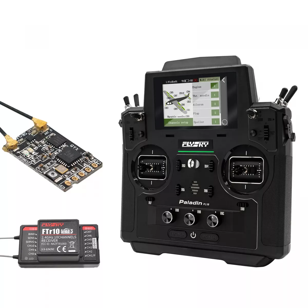 Аппаратура радиоуправления Flysky Paladin PL18 2.4G 18CH с приёмниками FTr10 и FTr16S Аппаратура радиоуправления Flysky Paladin PL18 2.4G 18CH с приёмниками FTr10 и FTr16S