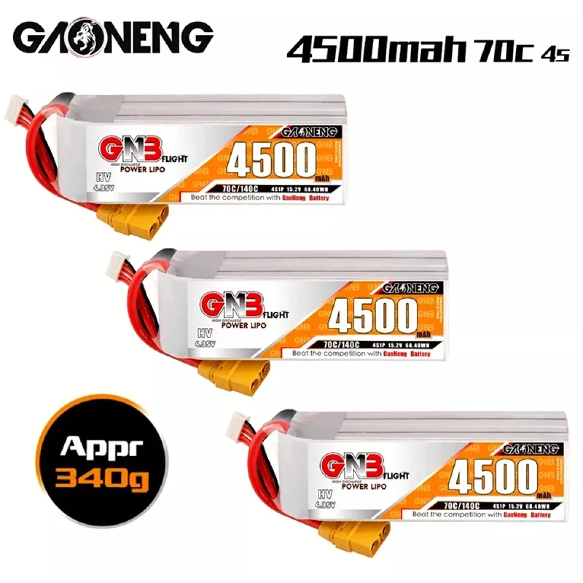 Аккумулятор LiPo GNB 4S HV 15.2В 4500мАч 70C/140C для дронов Аккумулятор LiPo GNB 4S HV 15.2В 4500мАч 70C/140C для дронов
