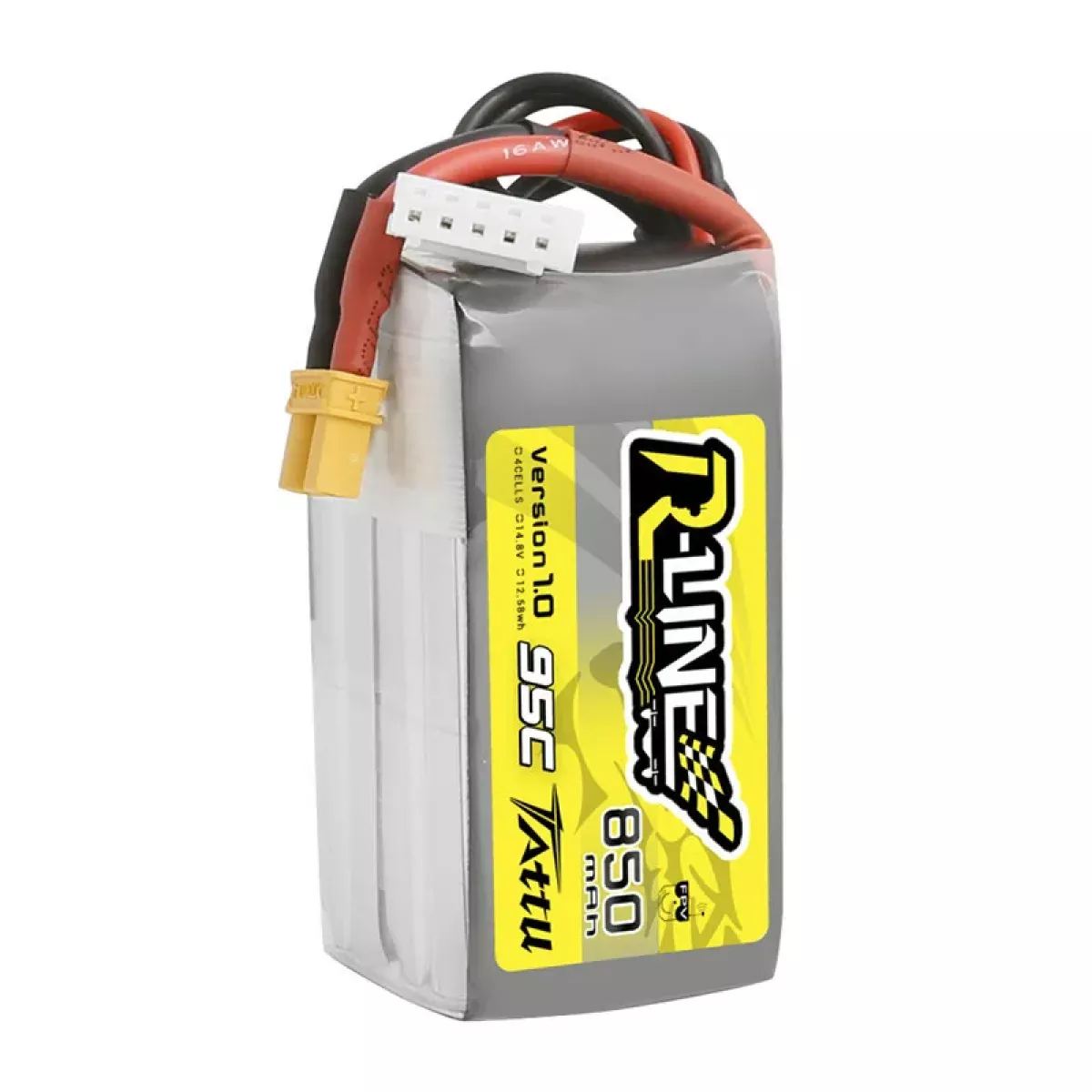 Аккумулятор TATTU R-Line 1.0 14.8V 4S 850mAh 95C LiPo для FPV дронов с разъемом XT30 Аккумулятор TATTU R-Line 1.0 14.8V 4S 850mAh 95C LiPo для FPV дронов с разъемом XT30