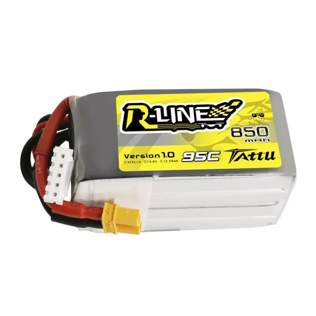Аккумулятор TATTU R-Line 1.0 14.8V 4S 850mAh 95C LiPo для FPV дронов с разъемом XT30 Аккумулятор TATTU R-Line 1.0 14.8V 4S 850mAh 95C LiPo для FPV дронов с разъемом XT30
