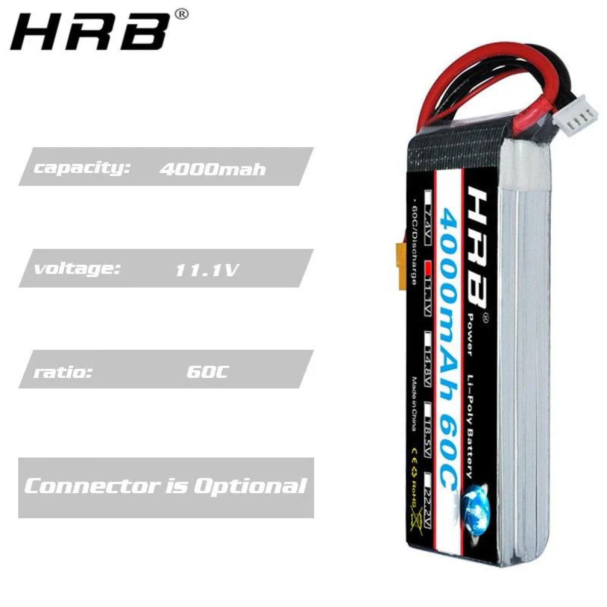 Аккумулятор HRB 3S 11.1V LiPo 4000mAh 60C XT60/XT90/T/Deans/EC5/XT90-S для Trex 500 FPV Дрон Авто Лодка Аккумулятор HRB 3S 11.1V LiPo 4000mAh 60C XT60/XT90/T/Deans/EC5/XT90-S для Trex 500 FPV Дрон Авто Лодка