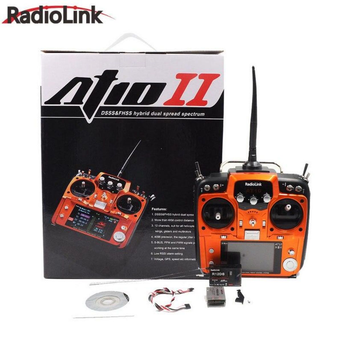 RadioLink AT10 II 2.4ГГц 12-канальный передатчик + R12DS приёмник PRM-01 модуль для квадрокоптера RadioLink AT10 II 2.4ГГц 12-канальный передатчик + R12DS приёмник PRM-01 модуль для квадрокоптера