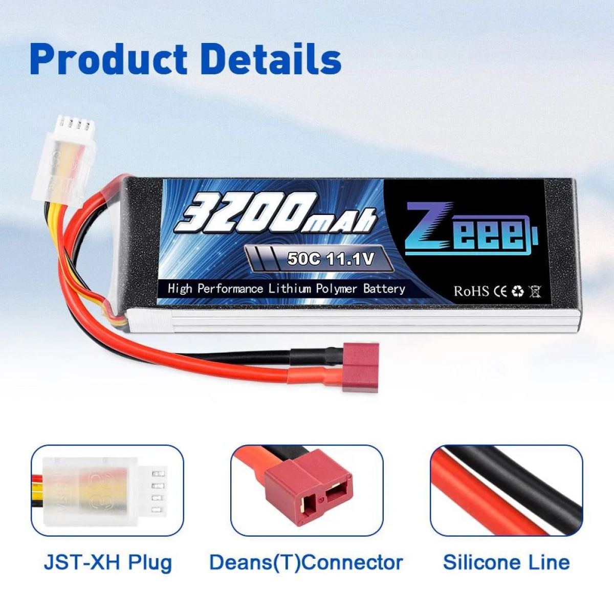 2шт Zeee 11.1V 50C 3200mAh 3S Lipo аккумулятор с разъёмом Deans для RC самолёта, машины, лодки 2шт Zeee 11.1V 50C 3200mAh 3S Lipo аккумулятор с разъёмом Deans для RC самолёта, машины, лодки