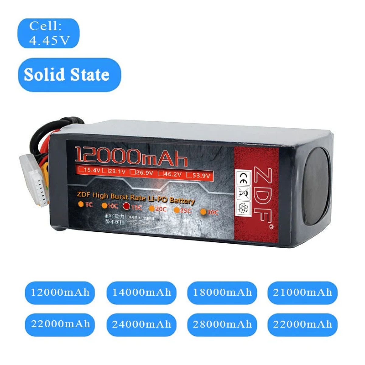 ZDF аккумулятор 6S 23.1V 12000–42000mAh 15C твердотельный для сельскохозяйственных дронов ZDF аккумулятор 6S 23.1V 12000–42000mAh 15C твердотельный для сельскохозяйственных дронов