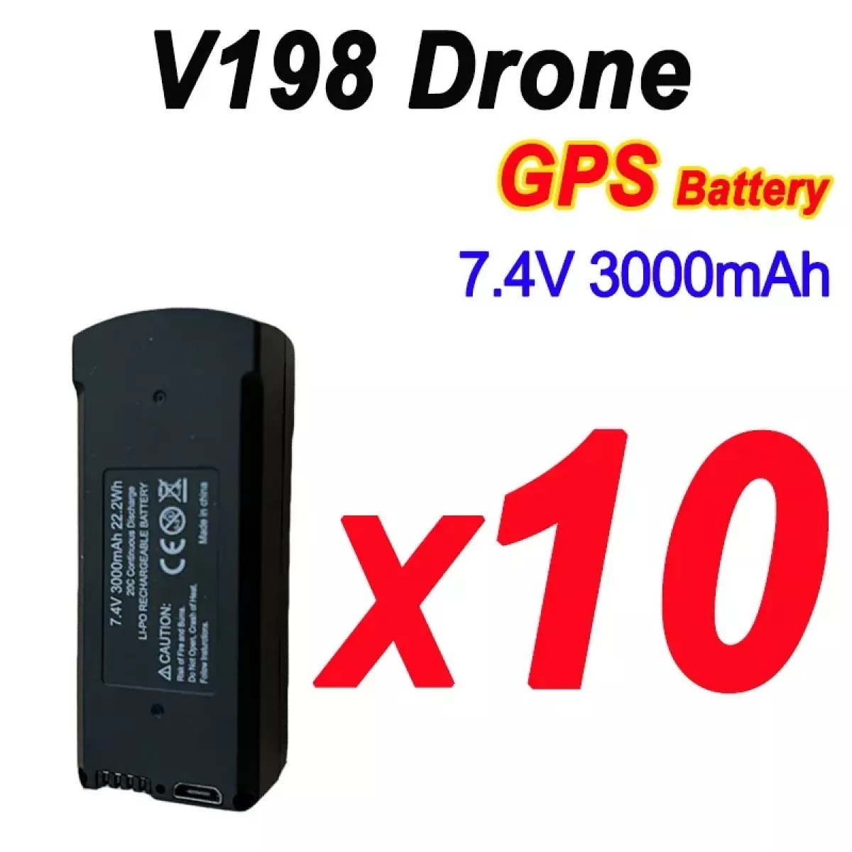 Аккумулятор для дрона V198, 7.4V, ёмкость 3000mAh Аккумулятор для дрона V198, 7.4V, ёмкость 3000mAh