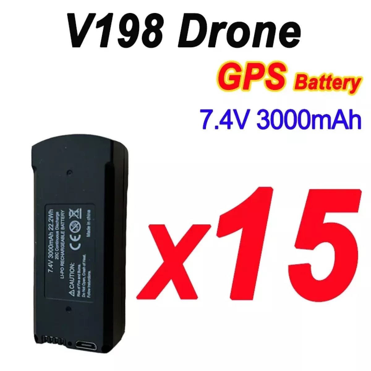 Аккумулятор для дрона V198, 7.4V, ёмкость 3000mAh Аккумулятор для дрона V198, 7.4V, ёмкость 3000mAh