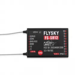 FLYSKY FS-SR12 12-канальный 2.4G приемник с двумя антеннами для RC моделей, протокол ANT, FS-ST8