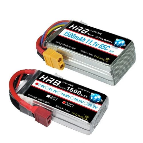 HRB LiPo аккумулятор 2S-6S 1500mAh 7.4-22.2V 65C для RC машин, дронов, самолётов, FPV