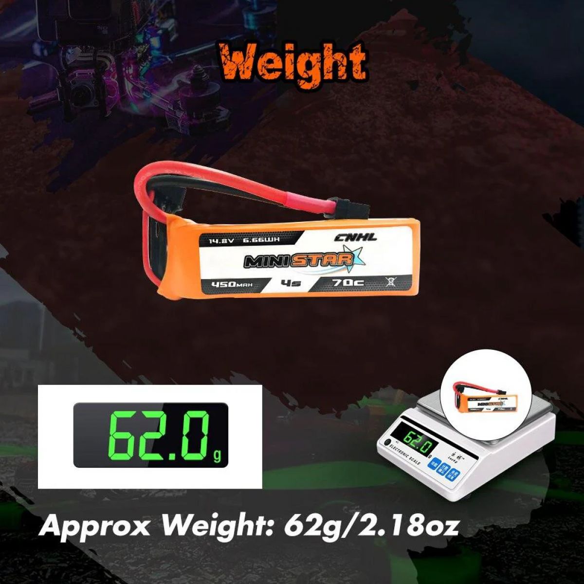 Комплект 4 шт. CNHL Lipo 4S 14.8V 450mAh 70C MiniStar XT30 для FPV дронов CineBee Whoop Toothpick Комплект 4 шт. CNHL Lipo 4S 14.8V 450mAh 70C MiniStar XT30 для FPV дронов CineBee Whoop Toothpick