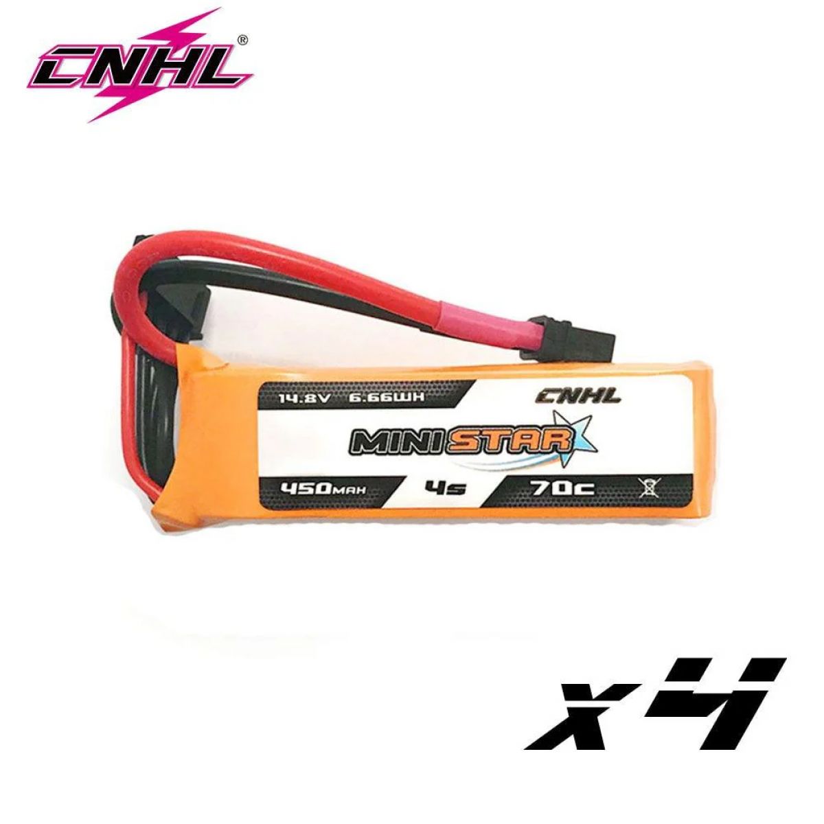 Комплект 4 шт. CNHL Lipo 4S 14.8V 450mAh 70C MiniStar XT30 для FPV дронов CineBee Whoop Toothpick Комплект 4 шт. CNHL Lipo 4S 14.8V 450mAh 70C MiniStar XT30 для FPV дронов CineBee Whoop Toothpick
