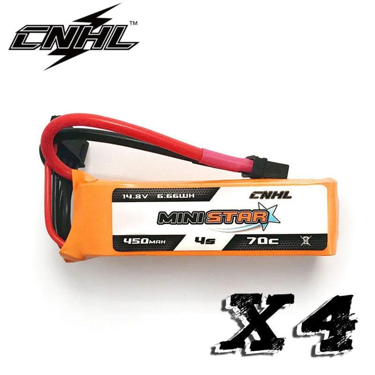 Комплект 4 шт. CNHL Lipo 4S 14.8V 450mAh 70C MiniStar XT30 для FPV дронов CineBee Whoop Toothpick Комплект 4 шт. CNHL Lipo 4S 14.8V 450mAh 70C MiniStar XT30 для FPV дронов CineBee Whoop Toothpick
