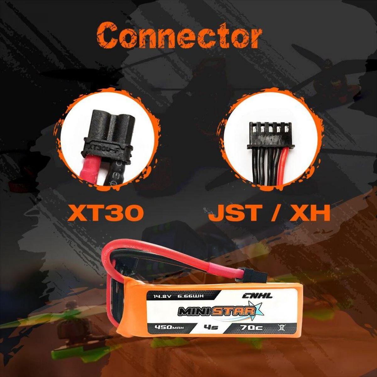 Комплект 4 шт. CNHL Lipo 4S 14.8V 450mAh 70C MiniStar XT30 для FPV дронов CineBee Whoop Toothpick Комплект 4 шт. CNHL Lipo 4S 14.8V 450mAh 70C MiniStar XT30 для FPV дронов CineBee Whoop Toothpick