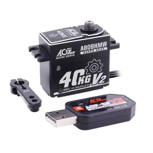AGFRC A80BHMW V2 — водонепроницаемый BLS RC серво 40КГ, стальные шестерни, 1/10 машинки