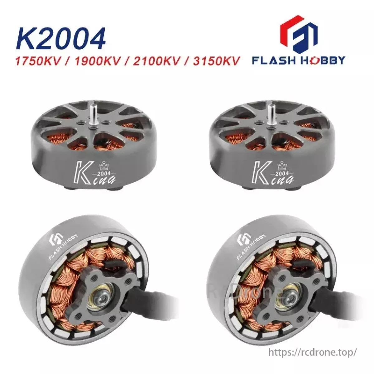 Бесколлекторный мотор FlashHobby KING K2004 1750KV/1900KV/2100KV/3150KV 3-6S для FPV дрона 4-5" Бесколлекторный мотор FlashHobby KING K2004 1750KV/1900KV/2100KV/3150KV 3-6S для FPV дрона 4-5"